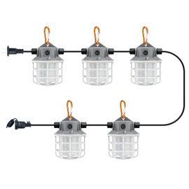 NS 50FT Construction String Lights 75W 7500LM LED String Work Lights Industrial Grade Best for Construction Sites, Renovation, Mine cave,Patio,Walkways and Other Outdoor Lighting
