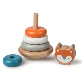 Mary Meyer Leika Wooden Toys Stacking Rings Montessori Toy for 24+ Months Old Toddler Preschool Gifts, 4.25 x 7-Inches, Raccoon & Fox