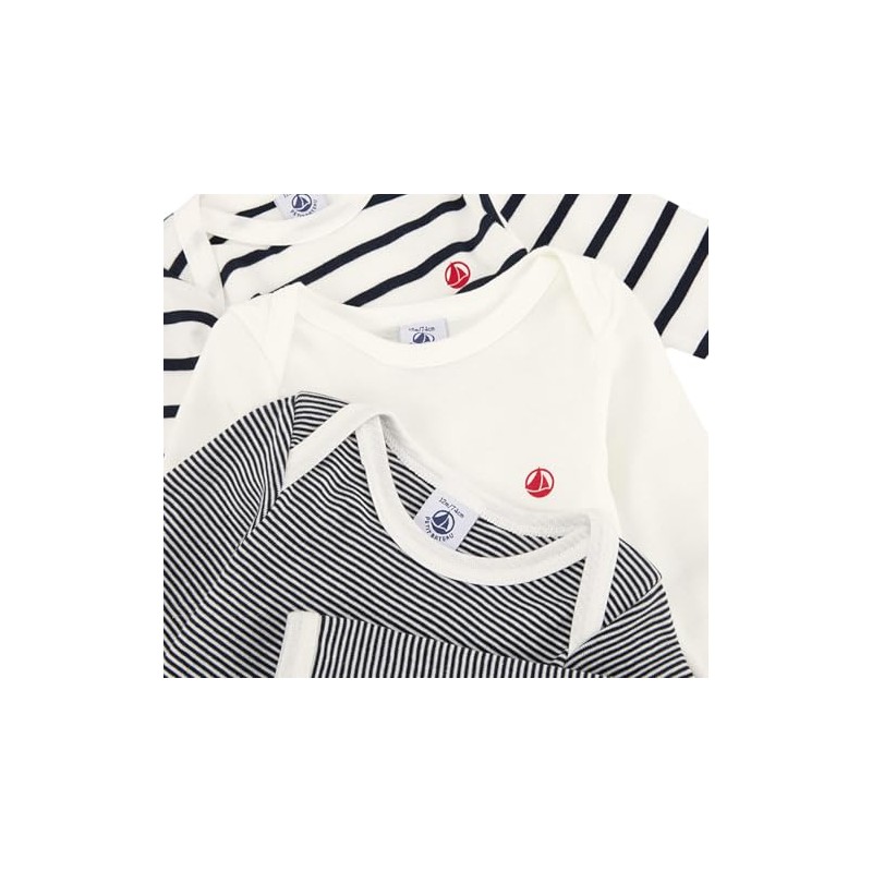 Petit Bateau Unisex Baby Striped Bodysuit with Long Sleeves (Pack