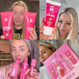 The Full Haircare Set - (Pink) Argan Oil & Coconut Oil Comfort  Moisture Shampoo