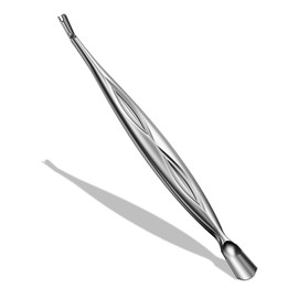 BEZOX 2 in 1 Cuticle Pusher and Trimmer with Fork - Professional Stainless Steel Cuticle Removal Tool for Painless Manicure and Pedicure (Silver)