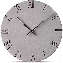 Stephanie Imports Modern Minimalist Concrete Hiding Gray (Numberless Dial) Silent Wall Clock