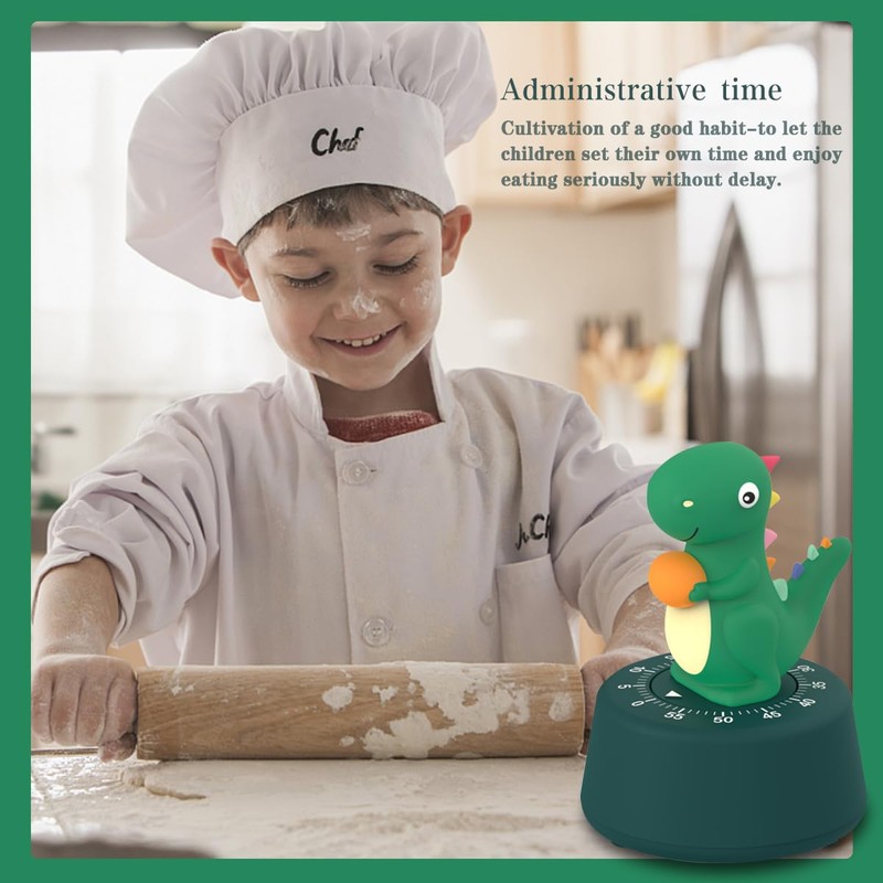 ELE DEPI 60 Minutes Mechanical Kitchen Timer,Cute Dinosaur Timer for