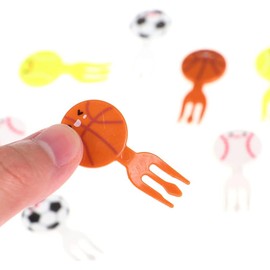 8Pcs Multicolour Mini Football Sport Fruit Fork Mini Cartoon Food Picks Children Snack Fruit Fork Fun Bento Picks Mini Cartoon Toothpick Animal Food Picks for Kids Cocktail Picks