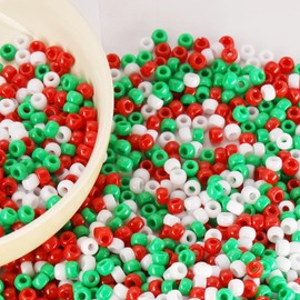 Christmas Pony Beads for Bracelets Making Kit, (1200Pcs 6x9mm) Kandi Beads, Hair Beads for Braids, Craft Beads for Jewelry Making