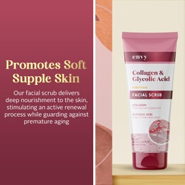 Collagen & Glycolic Acid Face Scrub - Anti-aging Softens and improves dark spots Gentle exfoliation Dermatologist tested Clean beauty for all skin types 6.76 oz Vitamin C & Turmeric / 콜라겐 & 글리콜산 페이스 스크럽 - 노화 방지 부드러움 및 다크 스팟 개선 부드러운 각질 제거 피부과 전문의 테스트 모든 피부 타입에 깨끗한 아름다움 6.76온스 Vitamin C & Turmeric