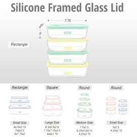 Urban Green Glass Food Container Set with Glass Lid, 4 Pack, Food Storage Containers with Airtight Lid, LeakProof, 100% Plastic Free, Meal Prep Container Set