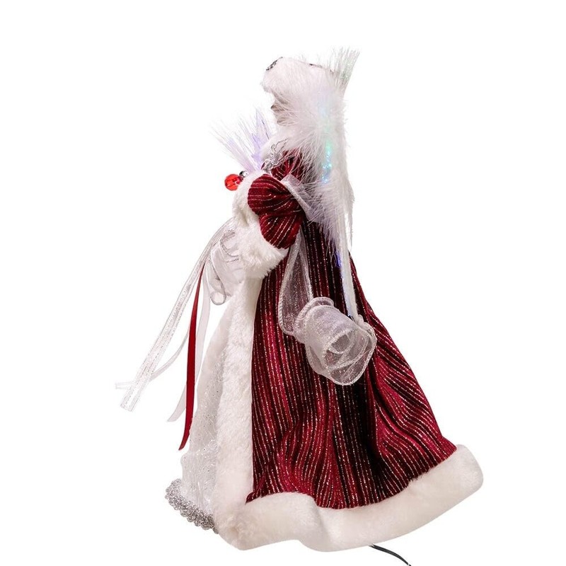 Kurt S. Adler 12-Inch White, Silver and Burgundy Angel Tree