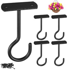 ASZUNE Ceiling Hooks for Hanging Plants 5Pack 4in,Wall Mount Hangers Plant Hooks,Wall Hooks for Plants,Lights,Planters,Lanterns,Hanging Bird Feeders,Wind Chimes,Indoor&Outdoor Decoration Hooks Black