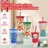 MOJMBSBY Pack of 5 Christmas Colour Changing Cups with Lid