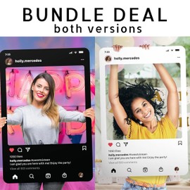 Social Media Photo Booth Prop - Custom Instagram Photo Booth Frame - Customized Insta Giant Selfie Frame - IG Frame for Fun Social Media Posts (Bundle - Black + White)