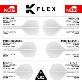Target Darts K Flex Integrated Dart Flight and Shaft, No.2, White (Medium), Pack of 3 K Flex No.2, Precision Moulded 2-in-1 Dart Flights and Dart Stem, Professional Dart Accessories