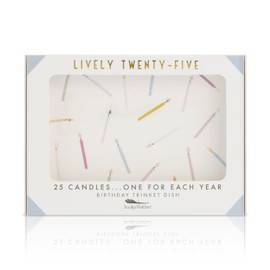 Happy 25th Birthday Gifts for Women - 25th Birthday Ceramic Jewelry Dish with 25 Candles, One for Each Year - This Trinket Ring Dish is sure to be a Treasured Gift for 25 Year Old Female