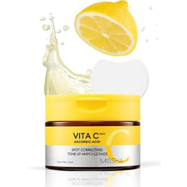 MISSHA- Almohadillas tónicas Vita C Tone Up Ampoule (80 almohadillas) Almohadillas exfoliantes, Almohadillas para tratamiento localizado con vitamina C, Hy