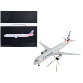 DCD Airbus A321neo Commercial Aircraft Diecast Model 1/200 Scale Resin Silver Striped Tail 'American Airlines' 'Gemini 200' Toys