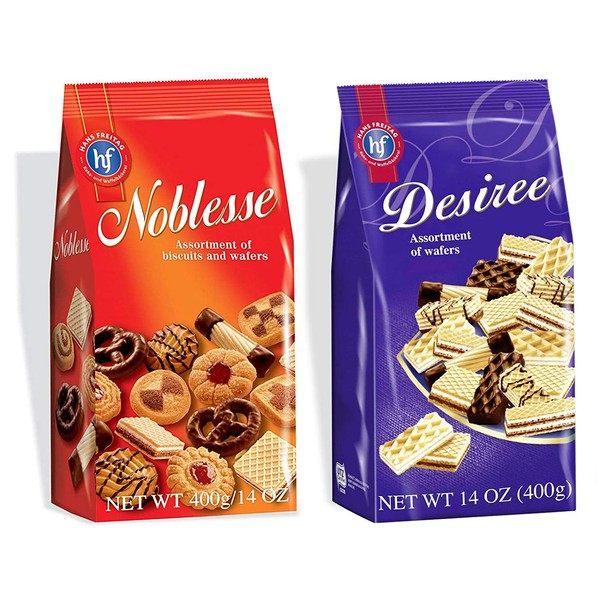 Hans Freitag Desiree Wafers and Noblesse Wafer Cookies, 14.0 Ounce (1 of Each)