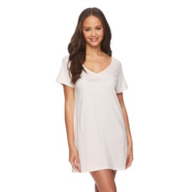 bebe Womens Short Sleeve Lounge Pajama Dorm Sleepshirt Nightgown Plus Size Pink Pearl 2X-Large