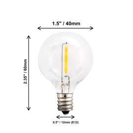 Globe Clear LED Globe G40 Replacement Bulbs for Outdoor String Lights 0.7W | 25 Pack