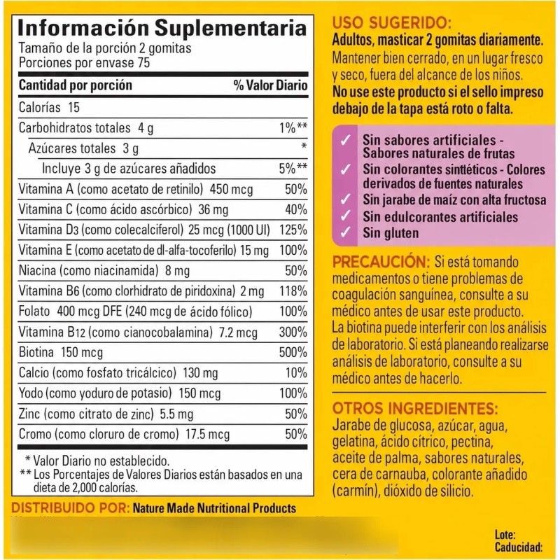 Multivitaminico Para Mujer Con 150 Gomitas Hecho Usa
