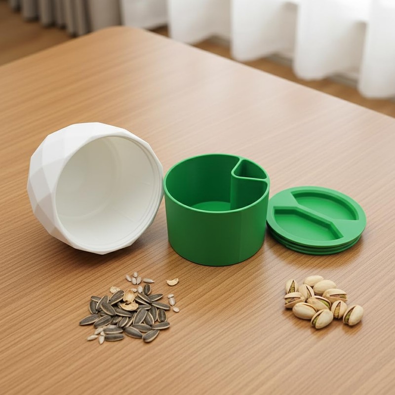 Stylish Pistachio & Sunflower Seed Cup with Lid - Portable