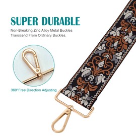 Extra Wide 2" Shoulder Strap for Handbag - Durable Adjustable Purse Belt Replacement for Women's Purses(Brown Floral)