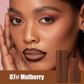 2 in 1 Lip Liner and Lipstick Combo Set, Matte Brown Lip Liner【Smudging Formula】【Long Lasting】【Silky and Smooth】Creamy Lip Pencil Crayon, Tapered Design Create Gradient Lip Makeup（07# Mulberry）