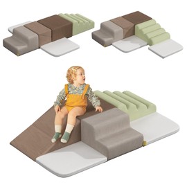 BanaSuper 6-Piece Kids Climbing Foam Blocks Playset - Soft Indoor Activity Toys for Toddlers, Gross Motor Development and Coordination (Grey)