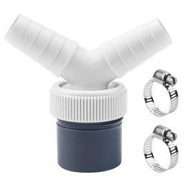 Washing Machine Drain Double Connection, Washing Machine Drain Adapter Y Adapter for Dishwasher, Y Adapter for Hose with Input Connector of 19-24 mm and Outlet 40 mm