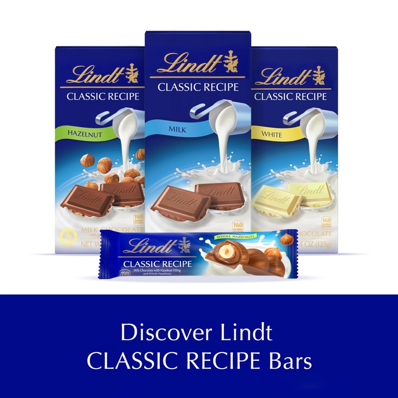 Lindt CLASSIC RECIPE Whole Hazelnut Milk Chocolate Stick, Milk Chocolate