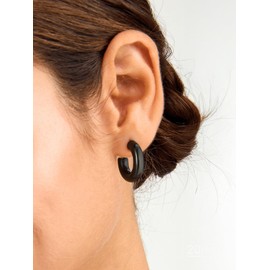 Hoop Earrings for Women,20mm Black Hoops Stainless Steel Small Hoop Earrings