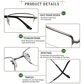 YEIN Eye Protection Glasses Spring Hinges Fashion Retro Metal Half Frame Glasses For Men And Women