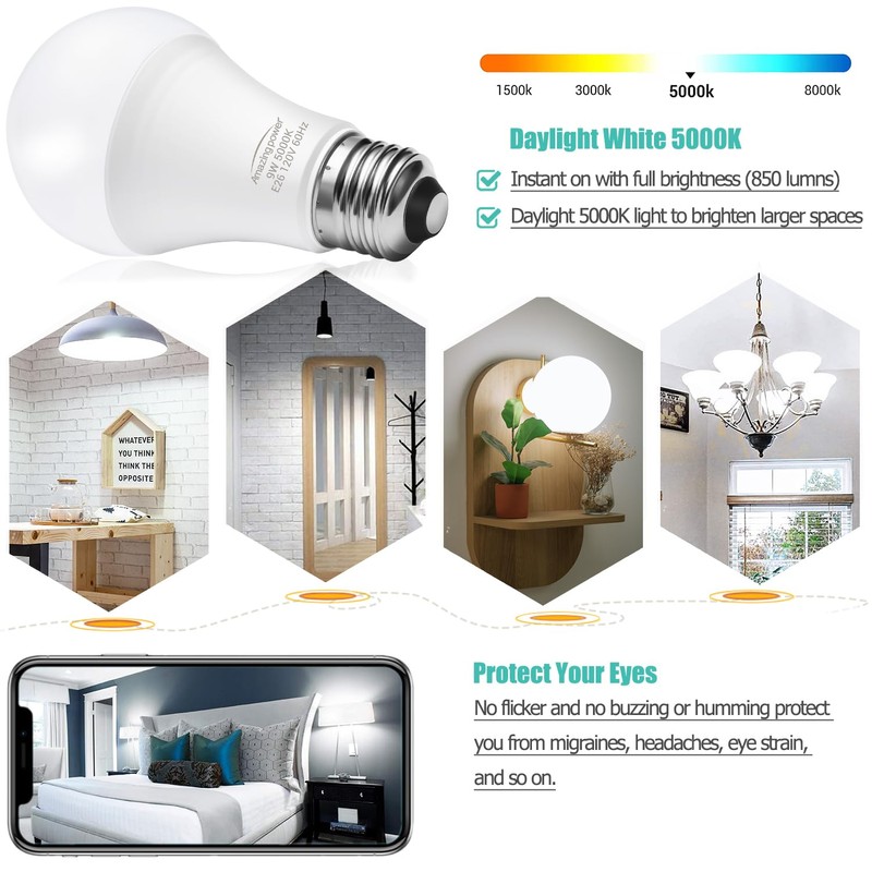 Amazing power E26 LED Bulbs, 60W Equivalent Medium Base Light