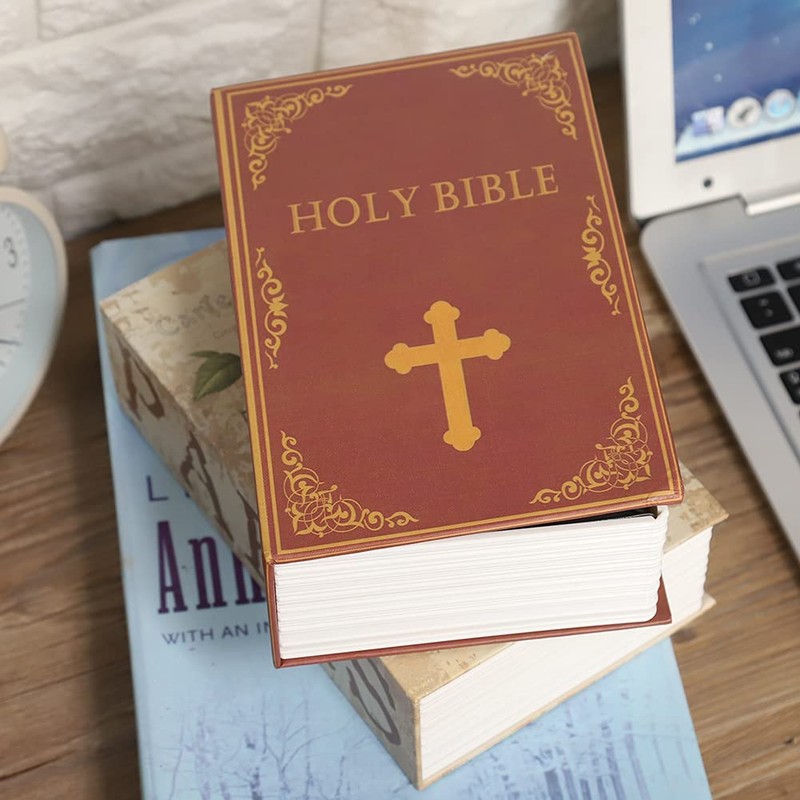 Combination Lock Hidden Bible Book Safe Realistic Design, Retro Decor,