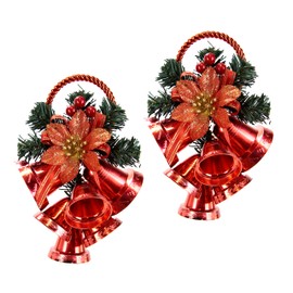 Hanging Wall Decoration with Fir Poinsettia Bells Christmas Bell Christmas Decoration Door Wall Hanger Wreath Wreaths Wall Hanger Door Wreath Christmas Wreath Decoration Garland Wall Decoration
