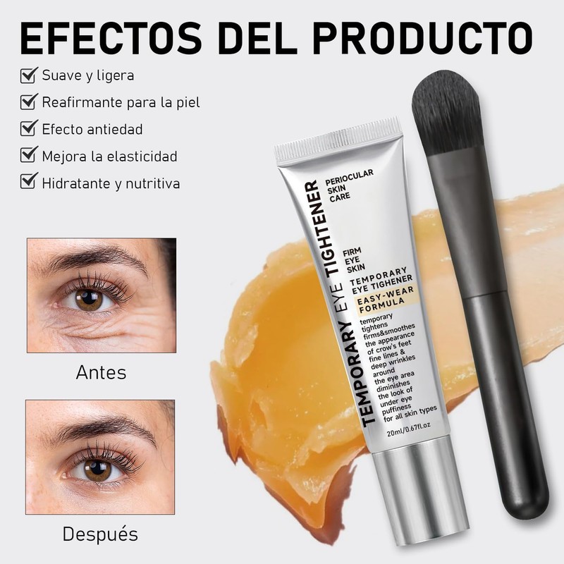 Crema para Ojos Antiarrugas Efecto Tensor Temporal Inmediato Reduce Bolsas,