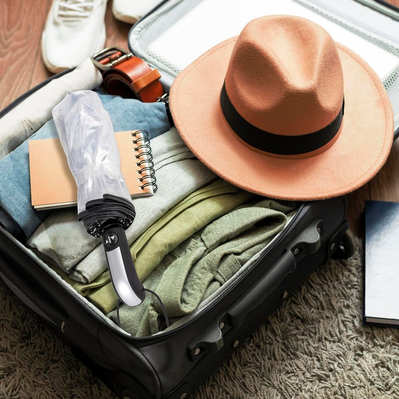 TopTie Clear Umbrella Compact 10 Ribs for Windproof Auto Open