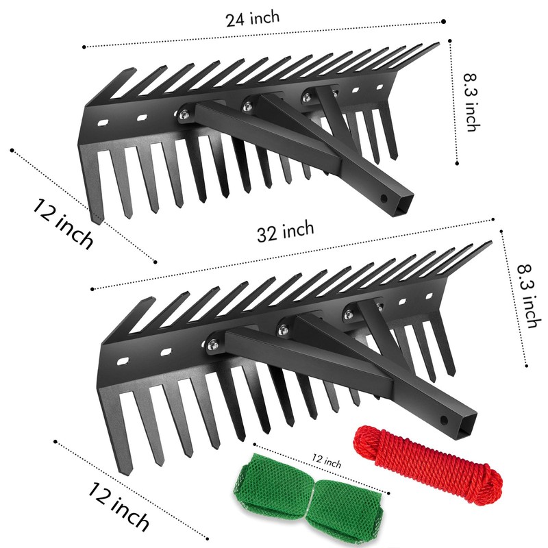SILFISC 24'' Pond Rake, Weed Removal Tool, Steel Blades 24