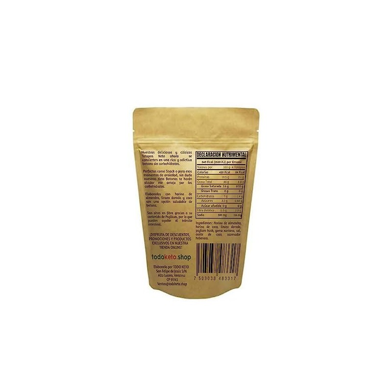 Totopos Keto Botana de Almendra 20 Piezas Horneados (Habanero)