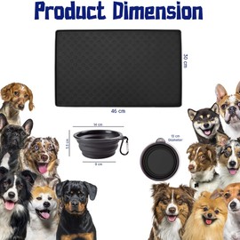 Pet Silicone Mat, Water Bowl Mat Pet Tray for Food and Water with Collapsible Water Bowl, Non-Slip Pet Food and Water Mat, Easy-to-Clean Silicone Pet Food Trays for Floor (Pink, One Size)