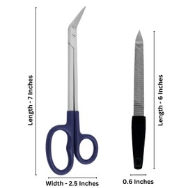 ASM Extra Long Thick Toe Nail Scissors with Nail File Chiropody Podiatry 7" - Heavy Duty Long Handled Toenail Scissors Clippers for Fingernail Treatment - Ideal Beauty Gifts for Women & Men