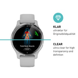 smartect TPU Screen Protector [Pack of 3, Clear] Compatible with Garmin Venu 2, Covers the Whole Display, Screen Protector, Bubble-Free, Screen Protector Anti Fingerprint