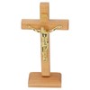 Crucifix Table Cross Hand Crafted Light Brown Durable Beech Metal
