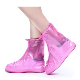 JYJLLM waterproof shoe covers shoe covers reusable waterproof，waterproof shoe cover，cycling overshoes，Suitable for school, cycling, outdoor activities, and tourism (Pink, M)