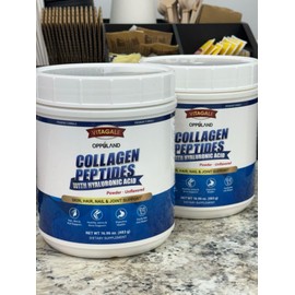 oppuland - Collagen Peptides Powder with Hyaluronic Acid – Hydrolyzed Protein for Men & Women – Unflavored Collagen Supplement – Clean & Simple Ingredients – Skin Hair Nail & Joint Support - 483 g
