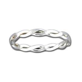 Sterling Silver Toe Rings, Braided Band, Fitted Stacking Design, Sizes 2-5 (3.5)