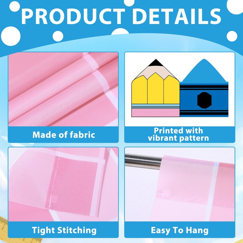 6Pcs Classroom Notebook Pencil Apple Crayon Curtains Back to School