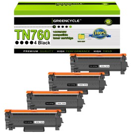 greencycle TN760 High Yield Toner Cartridge Compatible for Brother TN-760 TN730 TN-730 Use with DCP-L2550DW HL-L2350DW HL-L2370DW HL-L2395DW HL-L2390DW MFC-L2750DW L2710DW Printer (Black, 4 Pack)