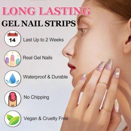 Boloshine Nagelfolie UV Härtend, 20 Stück Halbgehärtete Gel Nagellack Aufkleber, Selbstklebend Gel Wraps Nagelaufkleber für Frauen Mädchen Nageldekoration (Blumengeflüster)