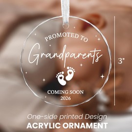 Grandparents Gifts - First Time Grandparents Gifts - Grandma Grandpa Present - Baby Pregnancy Announcement Ornament for New Grandma - Grandpa Grandma to Be Ornament - Glass Christmas Ornament