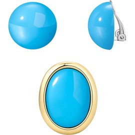 Arete de princesa azul, no perforados, con clip y broche, accesorios de juego de princesa, disfraz de cosplay para mujer, Resina, Sin piedra preciosa